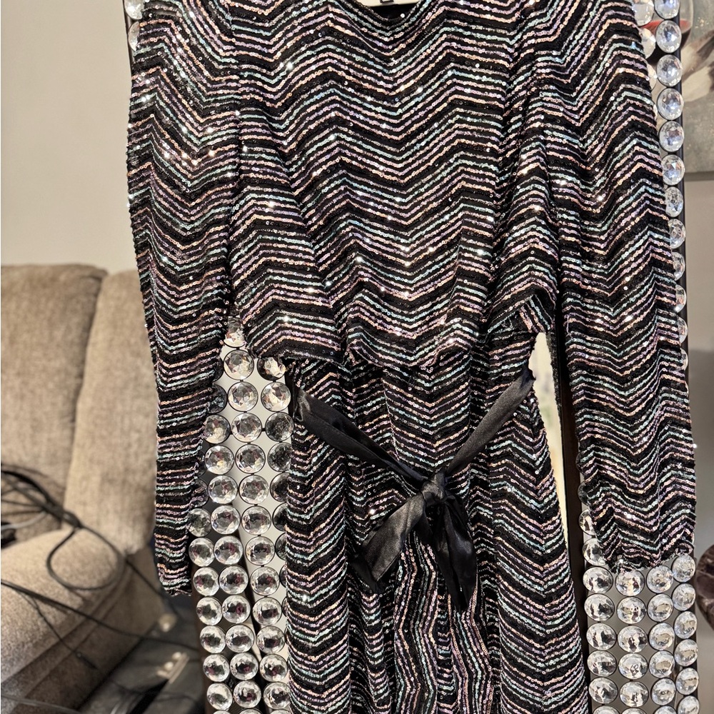 Crystal Doll Black and Silver Mini Dress